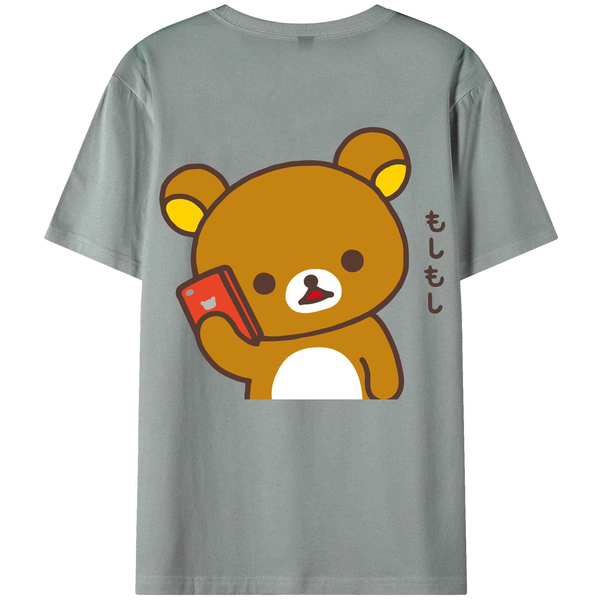 （画像用） リラックマ リラックマ キイロイトリ Rilakkuma Korilakkuma Kiiroitori 綿100％ メンズ半袖Tシャツ（バックプリント） 通気性